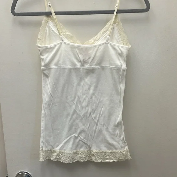 Pink White Lace Trim Camisole  Size Medium. - Picture 4 of 9
